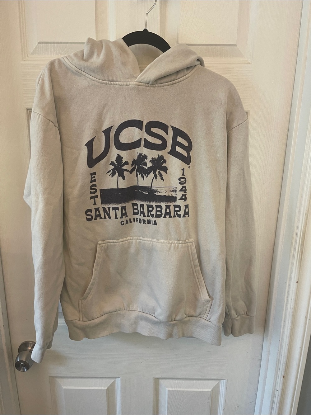 UCSB surfer vibe Santa Barbara Cream Grey Hoodie Sweatshirt